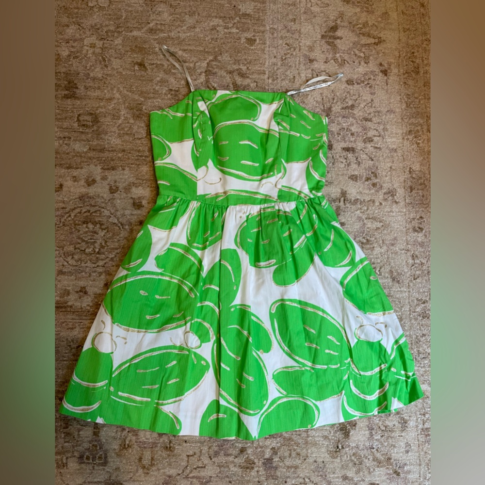 Lilly Pulitzer Strapless Green and White Dress size 8